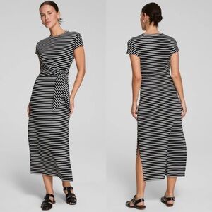 NWT Spanx Air Essentials Tie Waist Maxi Dress Stripes Size Large